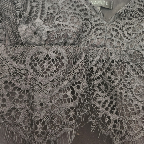 Dynamite Lace Trim Black Crop Top with Adjustable Spaghetti Straps Sz Small - Picture 3 of 4